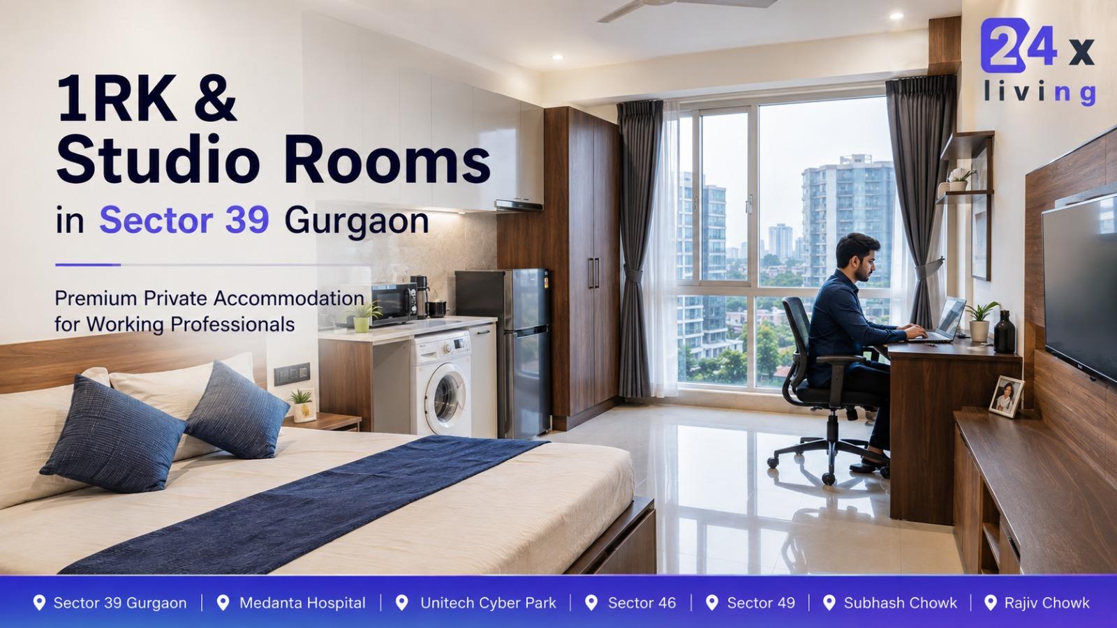 Premium 1RK & Studio Rooms in Sector 39 Gurgaon | 24xLiving